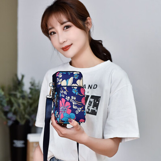 OEMG new mobile phone bag women's mini bag shoulder crossbody bag wrist coin purse casual sports dancing forearm bag black flower language