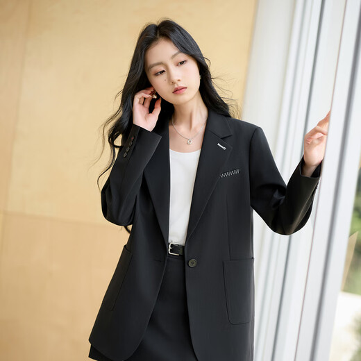 Sancai 2025 Autumn New Casual Suit Jacket Loose Mid-Length Suit Shoulder Pads Temperament Commuting S