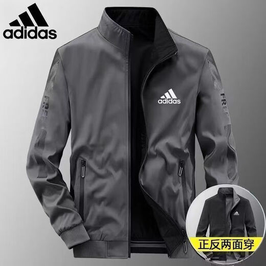 Adidas clover doppelseitiger Männer dünner Feder und Herbst LOSSEN ST ST ST ST ST ST STEIL CALLAR CLASSIGKEIT ZWEI-SIDE-JAHLE AD9866-HAZE BLUE M Empfohlen [80-100jin [Jin entspricht 0,5 kg]]]