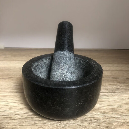 Oupinyuan household natural granite hand-ground stone mortar commercial chili garlic ginger paste garlic pounder stone pounding mortar stone nest outer diameter 9.5 height 5 cm