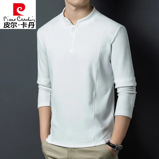 Pierre Cardin autumn and winter double-sided German velvet long-sleeved T-shirt men's Henry collar trend versatile stand-up collar sweatshirt bottoming shirt men's T-shirt blue D509 L recommended 115-130Jin Jin equals 0.5 kg