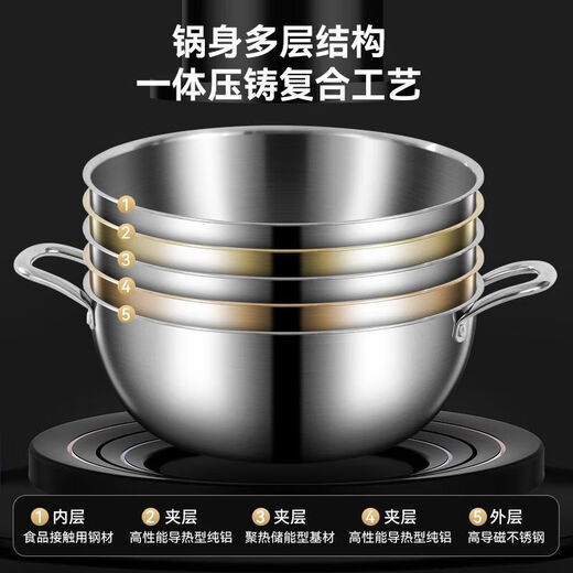 Supor's same style 18/10L stainless steel steamer soup pot thickened induction cooker gas stove three layers 32cm