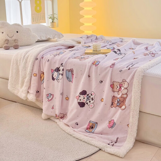 Fantasy A-type three-layer thickened plus fleece milk velvet office nap blanket kindergarten blanket autumn and winter blanket Little Red Riding Hood double-layer thickened high-gram weight milk velvet + lamb's velvet 150*200 single blanket Type A skin-friendly warm can be spread and covered