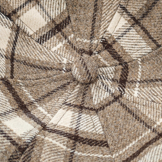 Woodpecker woolen retro plaid khaki beret British style street style khaki painter hat for women and men newsboy plaid octagonal hat black M (55-58c) string adjustment