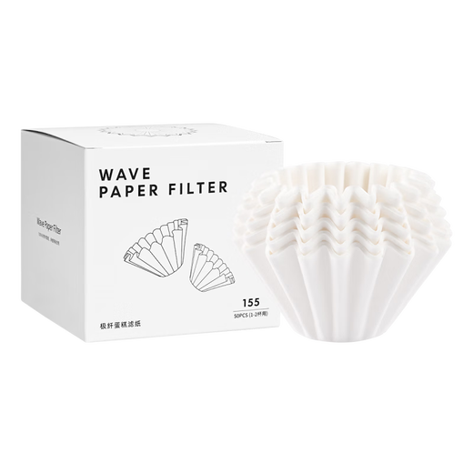 MIEHONE hand-brewed coffee cake-shaped filter paper origami V60 filter cup 155/185 bowl-shaped wavy bleached filter paper ultra-fiber cake filter paper/155/bleached 50 pieces in box