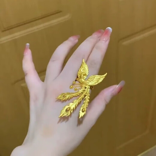 KZD old phoenix 999 pure gold ancient method gold pure gold phoenix ring female phoenix dance nine-day ring engagement proposal for daughter phoenix ring
