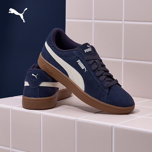 Puma (PUMA) classic retro versatile low-cut sneakers for men and women new casual shoes SMASH 390984 Navy Blue-White-23 42