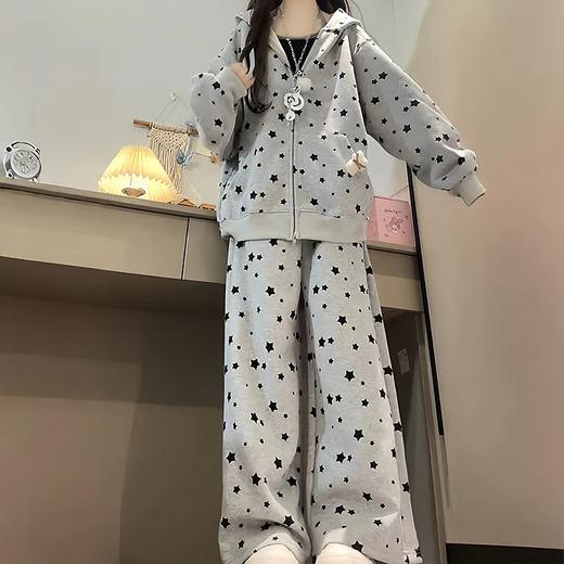 Girls Suit Spring and Autumn 2025 New Children's Style Jacket Autumn Two-piece Sportswear Set for Older Children, Junior High School Students, Gray Suit, Jacket + Pants, Pendant not included 160