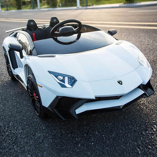 ZIFAN Lamborghini children's electric car with remote control toy sports car four-wheel seatable car for men, women and children electric white hydraulic lever double door self-driving + remote control + lithium battery standard