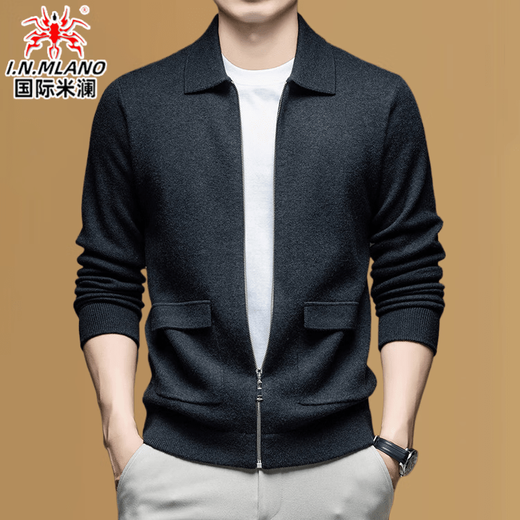 International Milan High-end Men's 100 Pure Wool Jacket 2025 Autumn and Winter New Business Casual Worsted Thickened Dad Outfit Black/Gift Box Thickened Genuine Ordos XL 140-160Jin Jin equals 0.5 kg