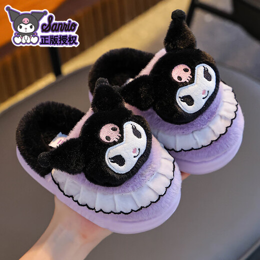 2025 new Sanrio winter girls' cotton slippers, warm and velvet Kuromi parent-child home children's cotton slippers, upgraded version of environmentally friendly material pink Melody slippers, size 12 28/29 (shoe inner length 17CM, suitable for feet 16