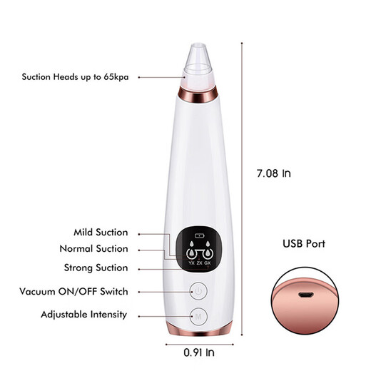 Yingtang's new blackhead suction tool, blackhead instrument, removes acne and acne on nose, removes mites and removes face, blackhead instrument k-02 (with 6 suction heads) + nose patch