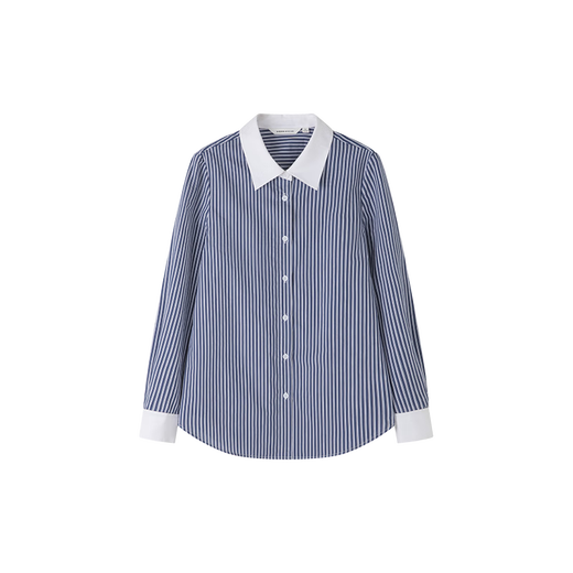 Mohan Yimei blogger's same style Mohan Yimei women's shirt top 2025 autumn new small shirt striped lapel shirt apricot color M