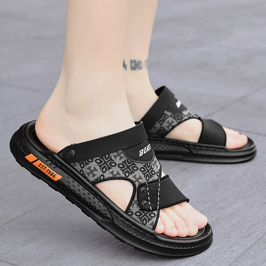 [Direktverkäufe vom Hersteller] Männersandalen für Herren, die Nicht-Schlupf-Drive-Dual-Purple-Hausschuhe für Sommer im Freien Mode Sandalen Strandschuhe Khaki 41 tragen