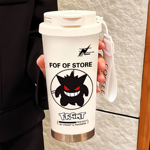 膳魔师（THERMOS）创意耿鬼保温杯大容量吸管水杯便携双饮口咖啡杯子新款男女高颜值 BXAB13794幽灵+配挂绳 陶瓷内胆