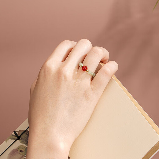 Laomiao silver ring S925 Hotan jade bead and agate ring S925 Hotan jade bead and agate ring No Specifications