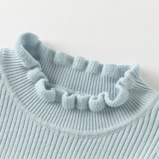 DAVE&BELLA Girls Sweater Dress Children's Mesh Skirt Winter New Baby Girl Skirt Western Style Little Princess Dress Ice Blue Ready Stock 90 cm (recommended height 80-90cm)