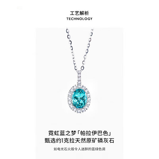 Lirokini Necklace for Women 18K Gold Apatite Pendant Women's High-end Jewelry Birthday Memorial Gift for Girlfriend and Wife 1 Carat 18K Gold Apatite Pendant Brand Gift Box