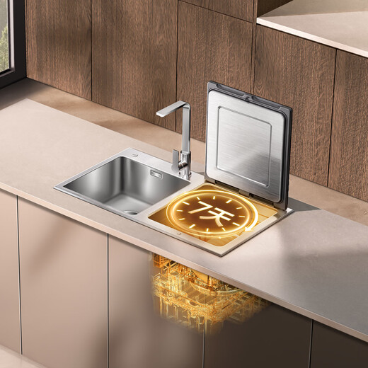 Each Yu sink dishwasher J2 household embedded 19-bowl integrated dishwashing and disinfection machine 41L large sink Yu Yu seafood fruit and vegetable washing J2 large sink 41L (sink on the left, dishwasher on the right)