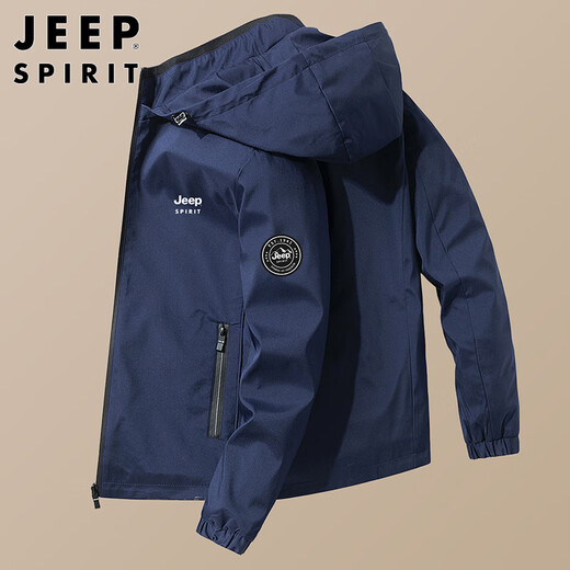 JEEP SPIRIT Jeep Jacket Men's Jacket Autumn and Winter Korean Men's Top Loose Hooded Men's Black XL