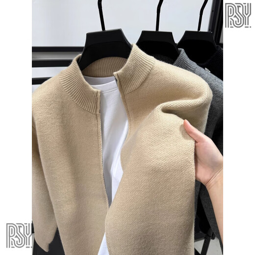 BG GLAMURB light luxury brand jacket men's jacket high-end simple low-key cardigan sweater men's autumn stand-up collar casual sweater gray L recommended 120-135Jin Jin equals 0.5 kg
