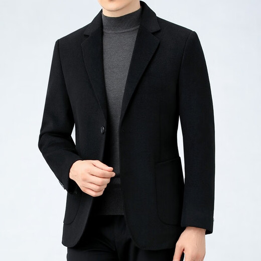 SEVEN 7 Qi brand autumn and winter double-sided cashmere suit for middle-aged men and dads woolen jacket high-end wool business casual suit 2291 black double-sided woolen M 170/48