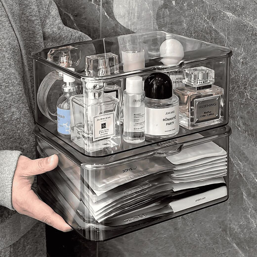 Transparent lidded mask box pill box miscellaneous box desktop acrylic dustproof household dormitory large capacity covered transparent mask storage box (pack of two) 19*14*7cm