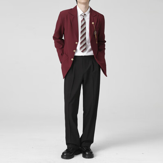 Cupid, God of Love, In the Name of God DKJK Black Suit Jacket for Men and Women, Versatile Japanese College Style Suit TZ2073 Red Suit + Pants + Red Diamond Long Tie 5XL 185-200Jin Jin is equal to 0.5 kg