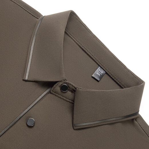 Dad's long-sleeved T-shirt seamless lapel Polo shirt middle-aged and elderly spring and autumn men's business casual T-shirt dark blue L 170 size 110-125Jin Jin equals 0.5 kg