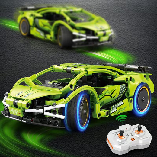Shantou Lincun 1 24 technology remote control racing car building block model difficult small particle assembly and plug-in boys and children toy gift 8705 remote control racing car 400+ particles