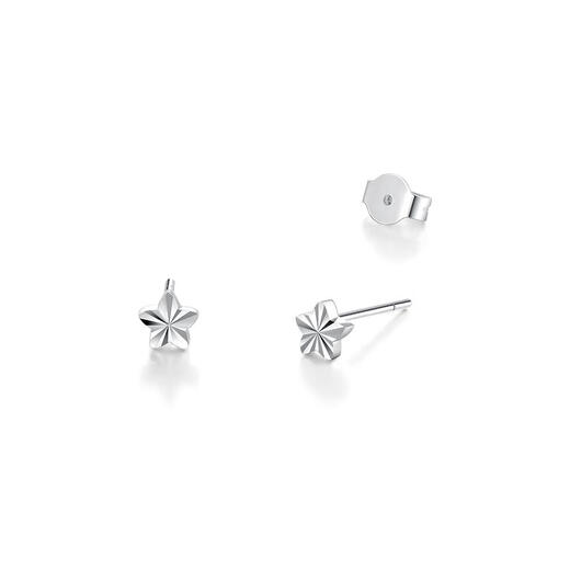Chow Tai Sang platinum earrings for girls PT950 five-pointed star platinum earrings earrings ear care birthday gift for women with platinum ear plugs