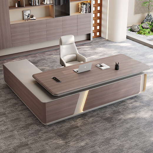 Semphia E0 level boss desk desk, simple and modern president desk, light luxury and high-end sense, chairman executive desk desk and chair combination E0 material 2.4 meters boss desk-11 years old brand