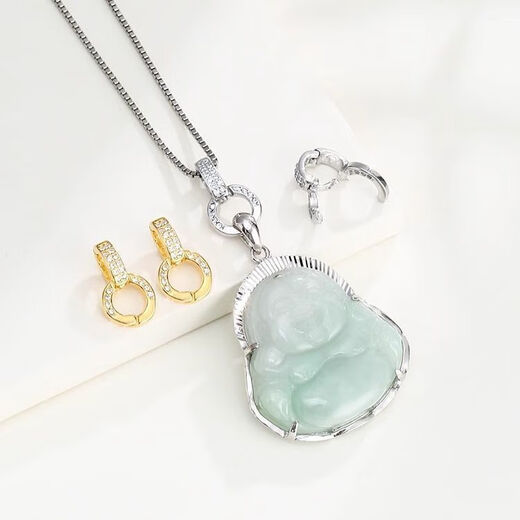 KZD Old Phoenix 999 sterling silver buckle head double open buckle with diamond diy accessories necklace connector pendant buckle connection full diamond universal buckle white gold + gold color