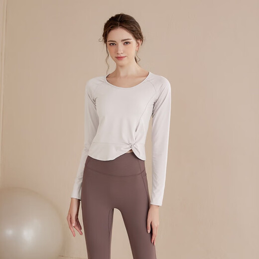 LULULOMDDW yoga clothes tops for women running quick-drying breathable sports long-sleeved T-shirts Pilates training clothes autumn and winter fitness tops pink 2XL suitable for 140-160Jin Jin equals 0.5 kg