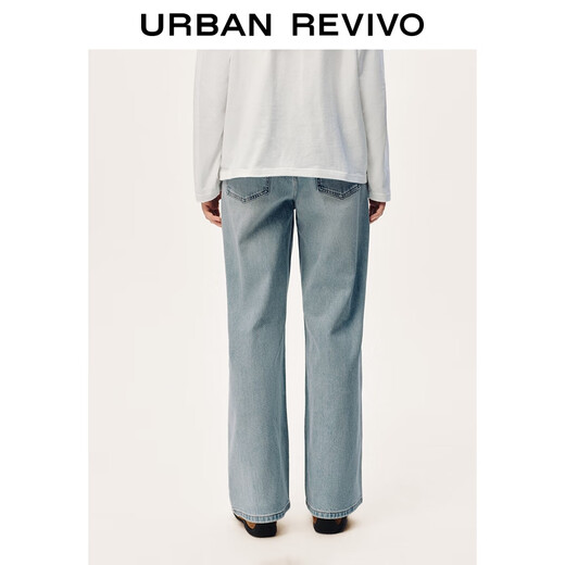 UR2025 new winter women's casual bow double pocket wide leg denim trousers UYL850207 blue 27