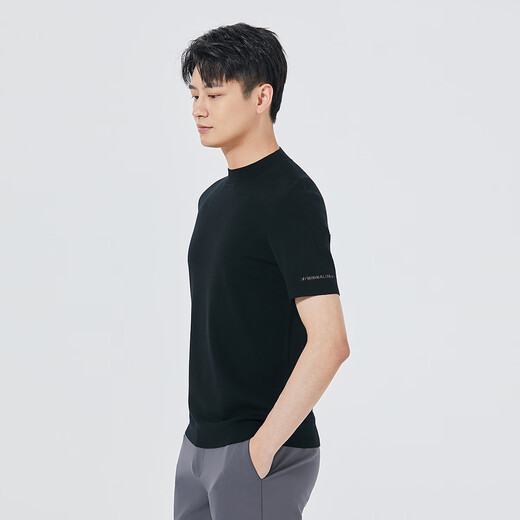 Lilang Shopping Mall Same Style Machine Washable Short Sleeve Cardigan Men's Slim Fit Soft Sweater Men's Bottoming Shirt Autumn 2025 Black (25QMS3101S) L 170/84A