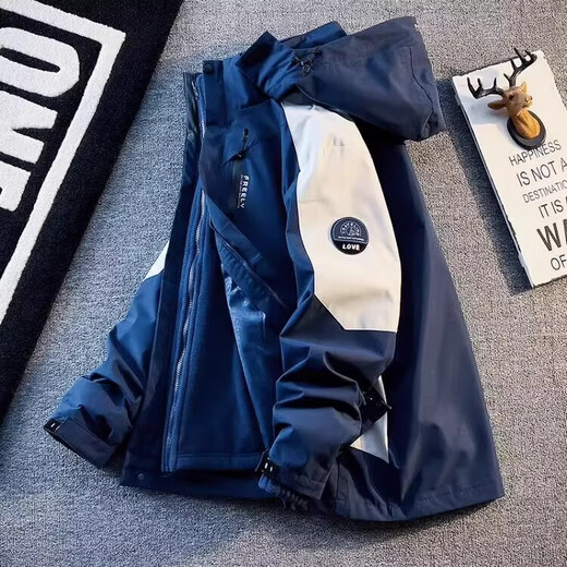 KAZUKI KURAISHI Kazuki Kuraishi outdoor jacket men's three-in-one detachable autumn and winter thickened hooded mountaineering cotton jacket Morandi color L