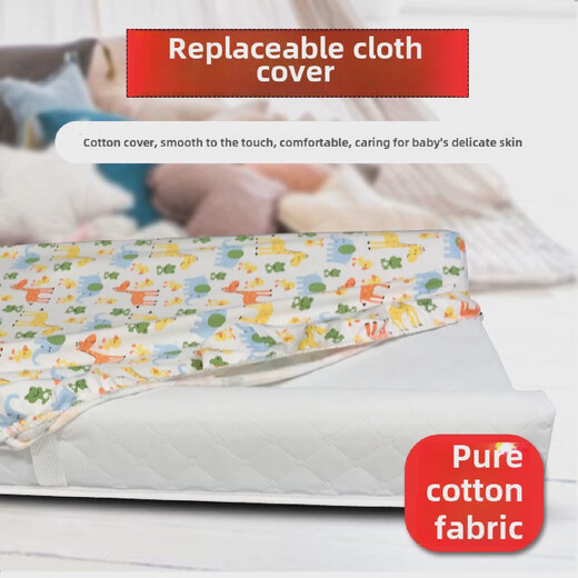 Baby changing pad table touch massage table baby changing pad diaper table waterproof diaper left and right protective white cloth pad + striped cloth cover can be suspended 80x43cm