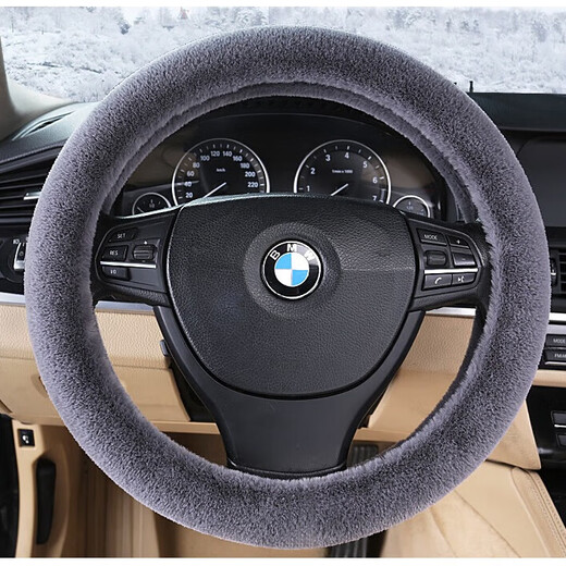 GREAT LIFE car steering wheel cover winter plush thickened warm winter handle cover suitable for Volkswagen BMW Tesla universal