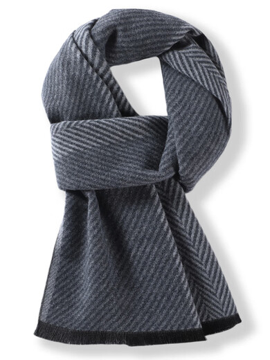 Hengyuanxiang wool scarf men's new high-end versatile plaid thickened and warm winter pure wool scarf classic plaid black and gray