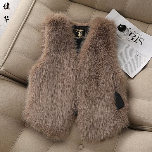 Yinshi Grape Purple 2025 new style imitation fox fur imitation fur vest short vest for women high-end light luxury model slim large size black S