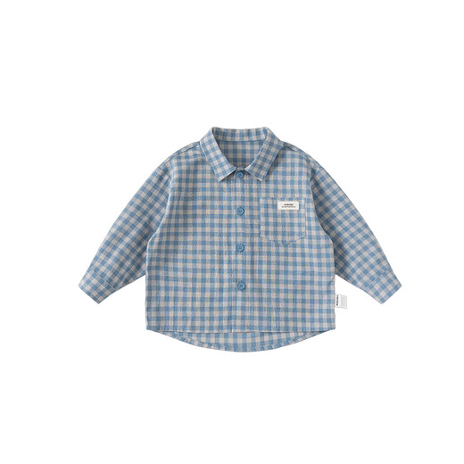 INSBOBO boys' shirts 2025 autumn new children's plaid shirts spring and autumn baby style shirts children's clothing trend blue plaid 110