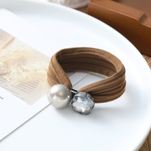 Beaded rhinestone head rope low ball hair circle rubber band women's hair tie high-end temperament leather sheath headwear hair rope square heart rhinestone head rope 1 piece