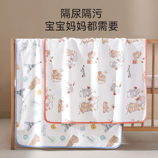 Diaper pad, waterproof baby diaper, newborn large bed, anti-leak, 100% cotton, machine washable, reusable for children in all seasons, 65*80cm Leisure Rabbit Time