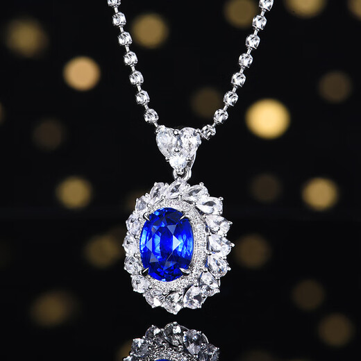 HEEKAIYI Sapphire Necklace for Women Cornflower Blue 18k Diamond Pendant Chinese Valentine's Day Birthday Gift for Wife and Girlfriend Selected Cornflower Blue/Certificate 2.05 carats 18k gold chain