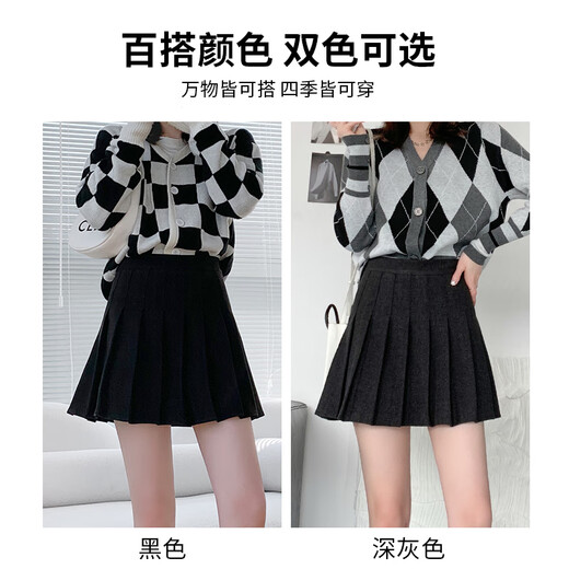 Free style woolen skirt 2025 new autumn Korean version high waist slim JK short version small versatile slim pleated skirt