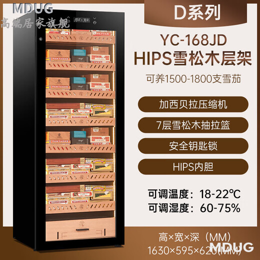 MDUG Germany imported quality high-end cigar cabinet constant temperature and humidity household storage naked cigar machine moisturizing cigarette large capacity fingerprint lock HIPS liner seven-layer rack