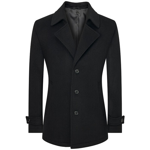 Angel Bird Men's Double-sided Wool Coat Business Casual Pure Wool Jacket KEBS253022U Obsidian Black L-48