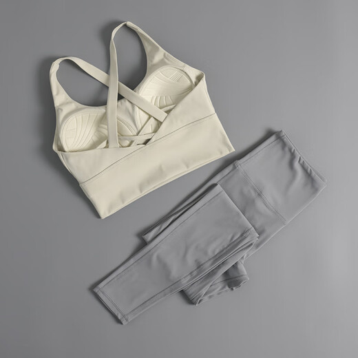 LI NING Flagship Store Fitness Set Female Internet Celebrity Pilates Sports Bra Beautiful Back Gym Running Bra Training Yoga Green + Gray Blue L