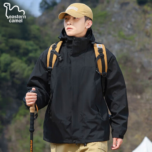 EASTERN CAMEL Couple 3-in-1 Assault Jacket Men's and Women's Outdoor Sports Jacket Windproof Jacket Black 3-in-1 2XL